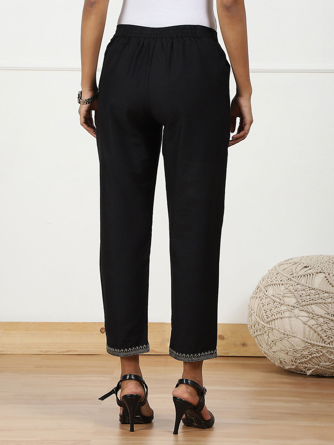 Black Art Silk Pants image number 5