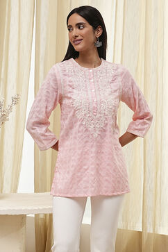 Pink Straight Short Kurta image number 5
