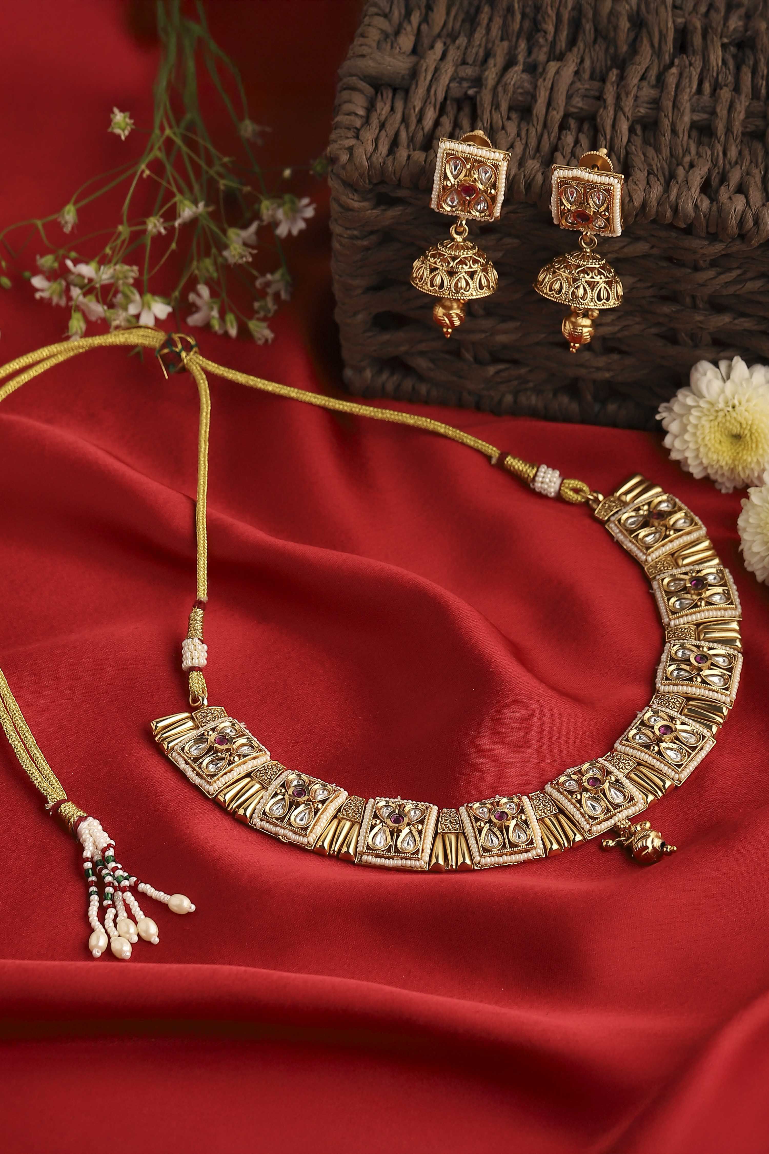 Dark Pink Alloy Necklace Set image number 0