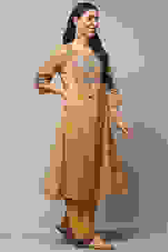 Mustard Tissue Gathered Suit set image number 5