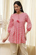 Coral Cotton Pleated Short Kurta image number 5