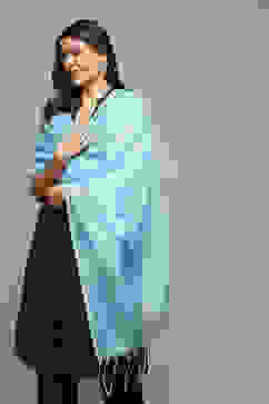 Turquoise Cotton Blend Dupatta image number 1