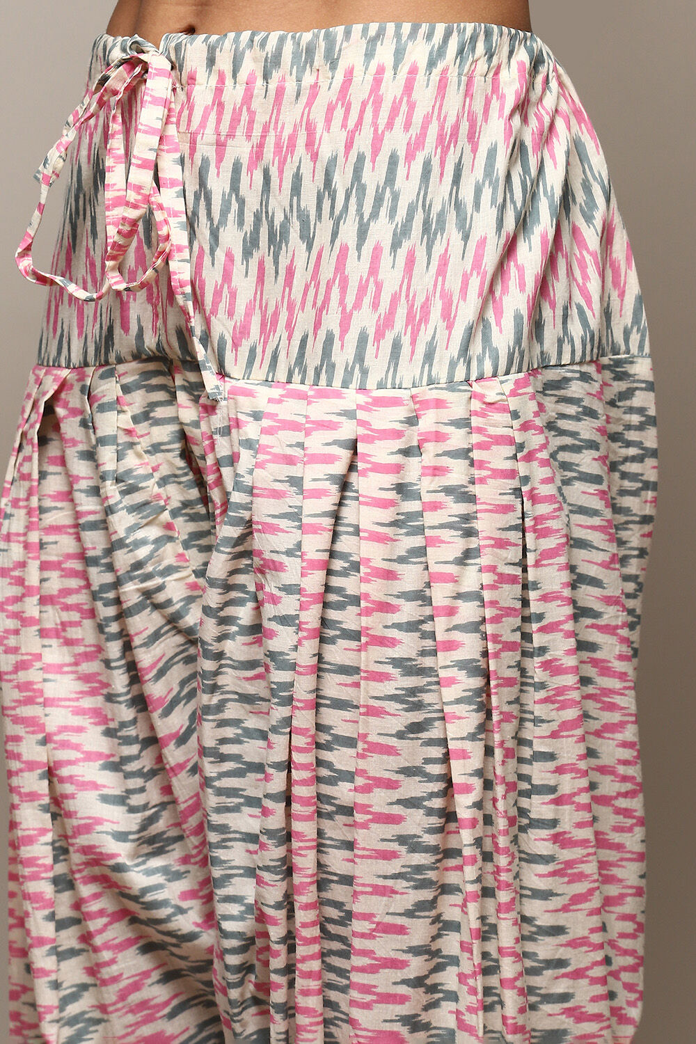 Pink Cotton Handloom Unstitched Suit Set image number 3