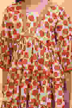 Orange Viscose Floral Printed Festive Tiered Suit Set image number 1