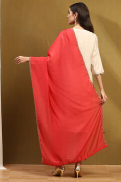 Pink Polyester Dupatta image number 3