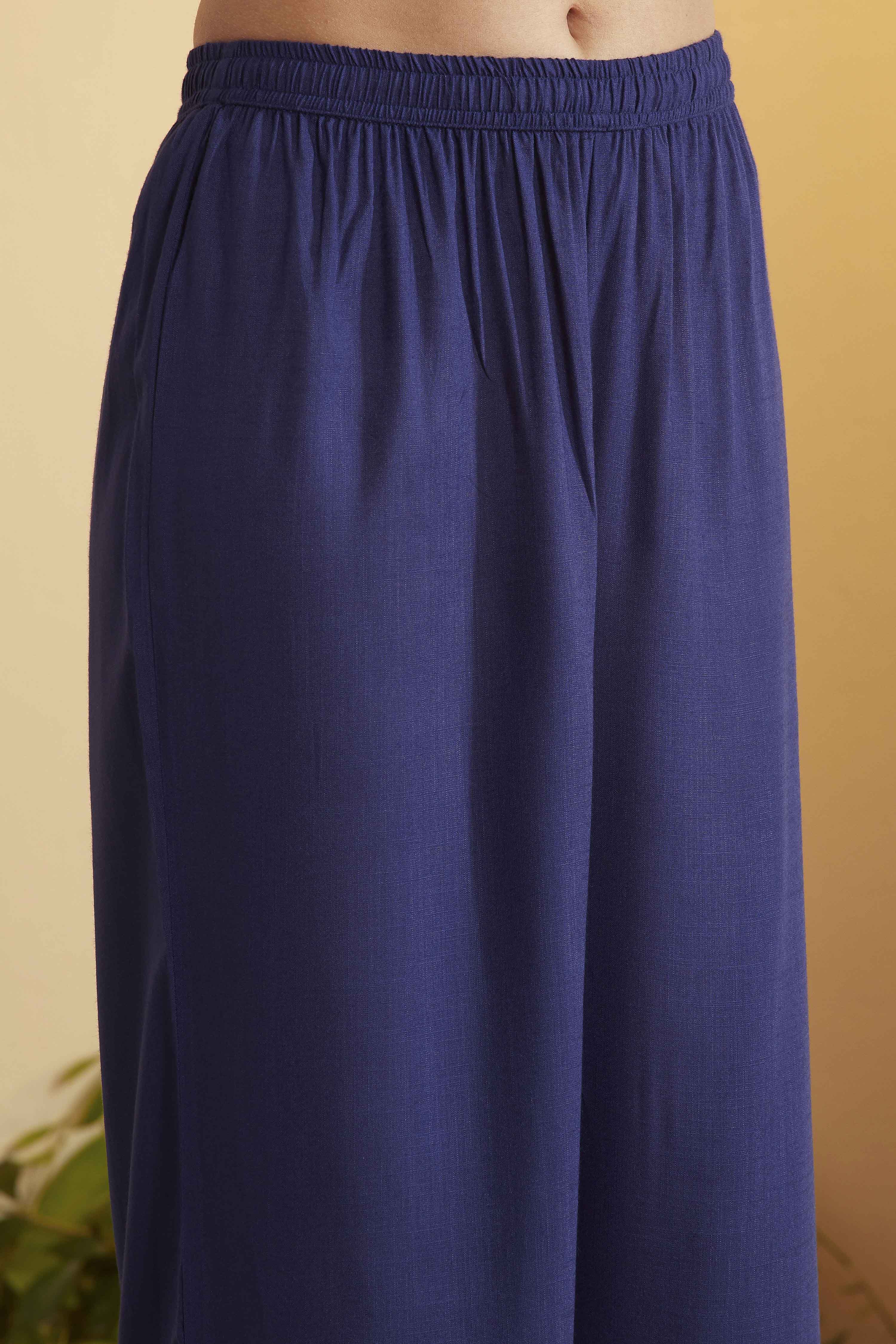 Purple Poly Satin Yarndyed Straight Kurta Set image number 2