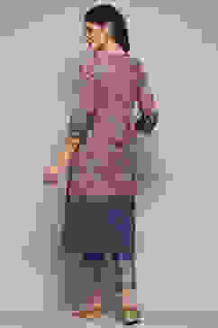 Pink & Purple Voile Straight Printed Kurta Slim Pant Suit Set image number 5