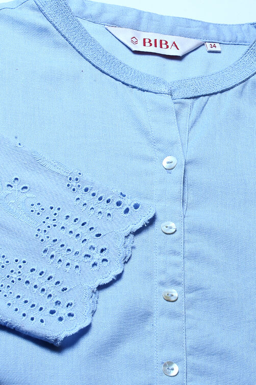 Black Cotton Flax Solid Kurti image number 1