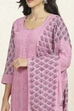 Purple Cotton Unstitched Suit Set image number 2