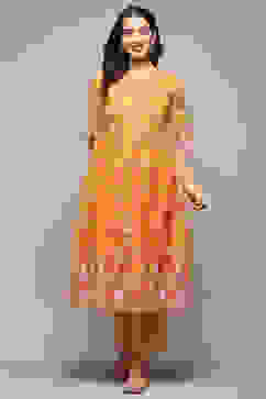 Yellow Cambric Flared Kurta Pant Suit Set image number 6