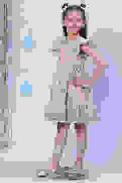 Peach Cotton Flared Printed Dress image number 2