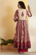 Rust Cotton Anarkali Kurta Pants Set image number 5