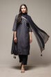 Dark Navy Art Silk Straight Kurta Slim Pants Suit Set image number 0