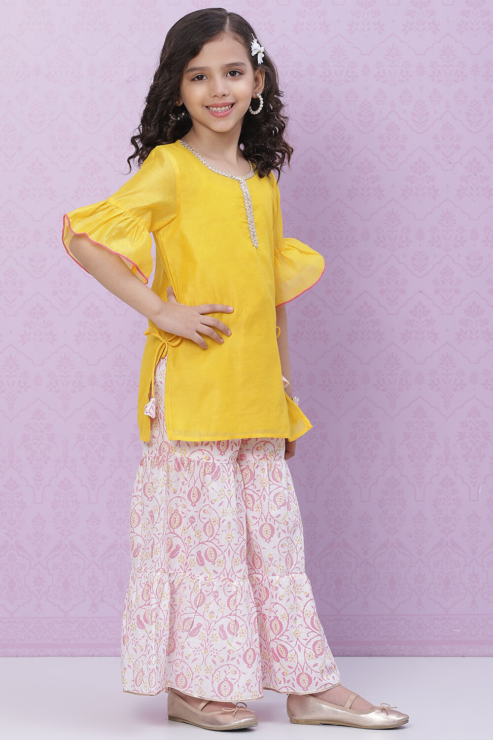 Red Art Silk Straight Top image number 3