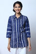 Indigo Cotton Shirt Printed Kurti image number 5