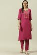 Sage Green Solid LIVA Straight Kurta Slim Pant Suit Set image number 0