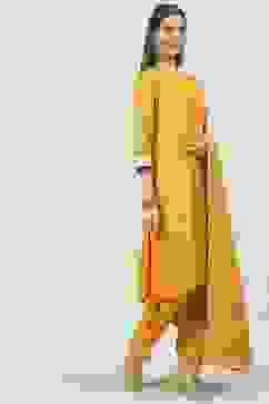 Mustard Viscose Straight Kurta Salwar Suit Set image number 6