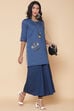 Blue Cotton Straight Printed Kurta image number 1
