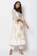 Off White Poly Metallic Cotton Flared Yarndyed Kurta image number 2