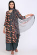 Easy Stitch Charcoal Black Raw Silk Embellished Suit image number 0