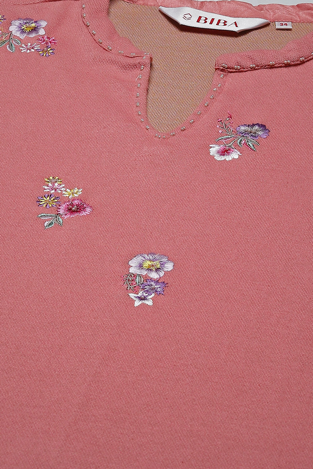 Peach Acrylic Straight Yarndyed Kurta image number 5