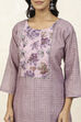 Lavender Linen Blend Hand Embroidered Unstitched Suit Set image number 2