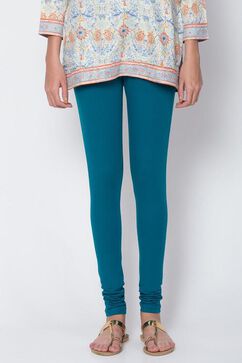 Teal Cotton Lycra Churidar image number 1