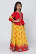Red And Yellow Poly Cotton Lehenga Set image number 0