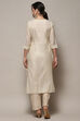 Off White Tissue Unstitched Suit set image number 6