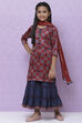 Rust Art Silk Girls Straight Kurta Sharara Suit Set image number 0