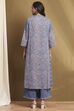 Blue Cotton Printed A-Line Suit Set image number 4