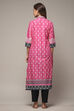Ochre Cotton Straight Printed Kurta image number 2