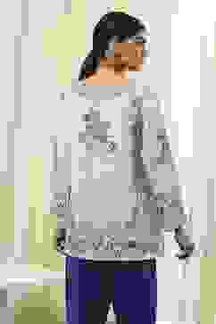 Off-White and Blue Modal Blend Straight Short Kurta image number 3