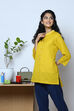 Mustard Cotton Flax Solid Kurti