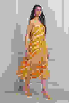 Yellow Cotton Tiered Dress image number 4