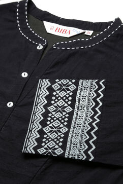 Black Cotton A-line Dress image number 1