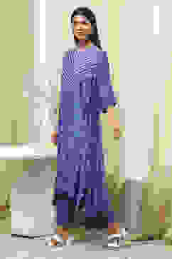 Blue Shantoon Asymmetric Suit Set image number 3