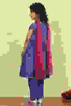 Blue Cotton Flared Printed Suit Set image number 4