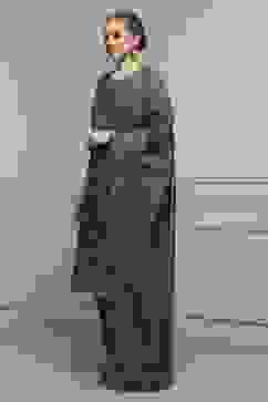 Purple Chanderi Blend Printed Embroidered Unstitched Suit Set image number 4