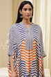 Blue and White Printed Kaftan Short Kurta image number 1