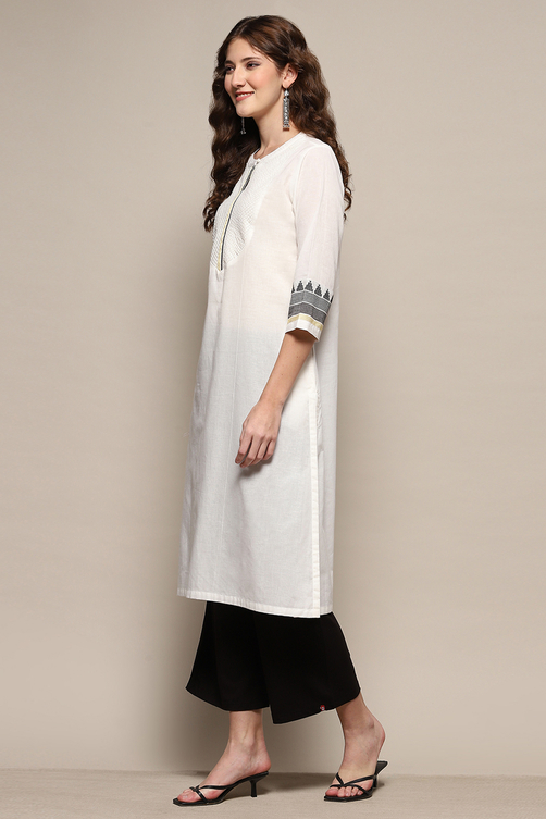 White Chanderi Straight Kurta image number 2