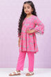 Pink Rayon Kalidar Printed Kurta Set image number 3