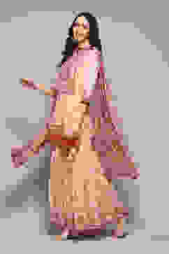 Off White Polyester Straight Printed Kurta Garara Suit Set image number 5