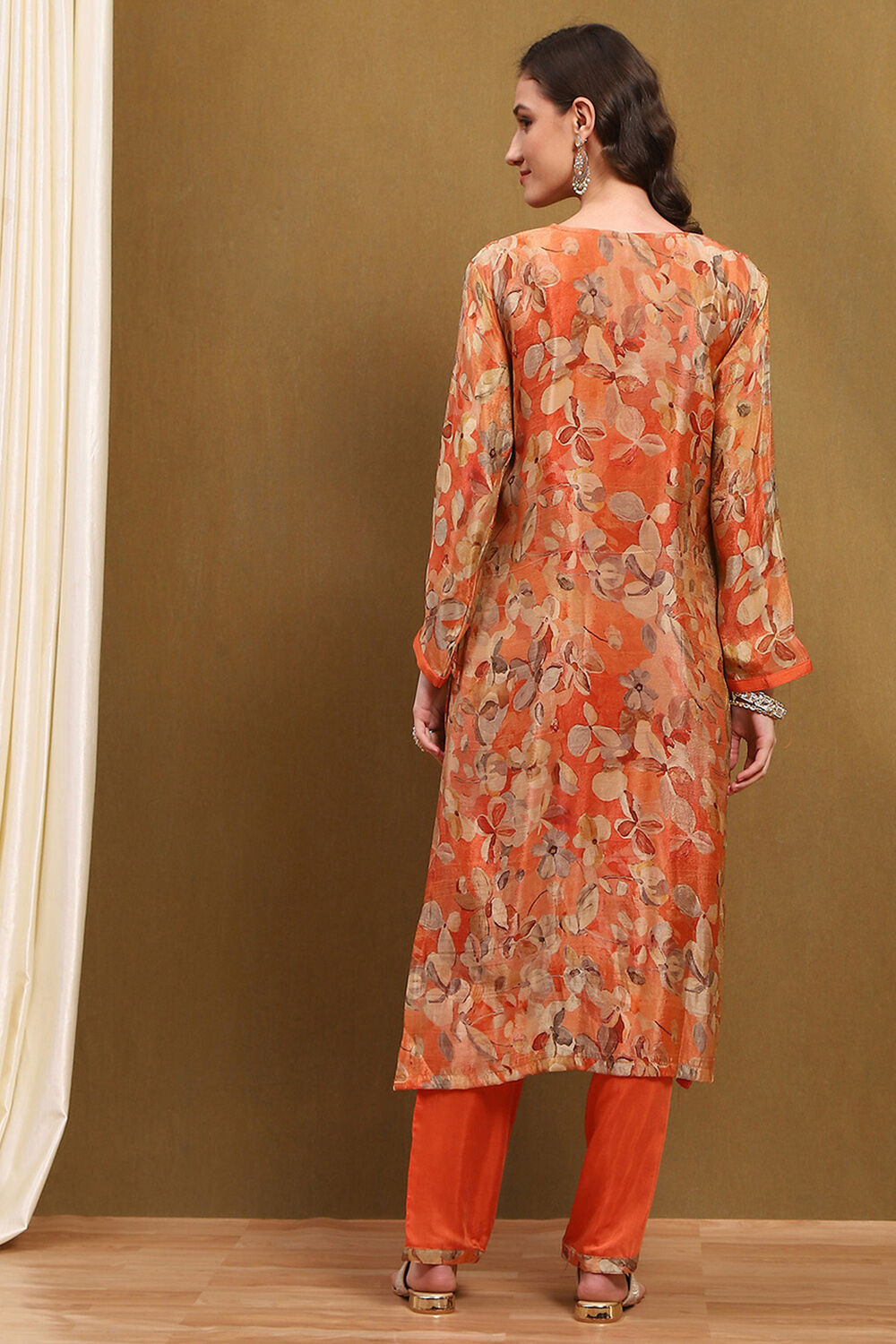 Lime Viscose Blend Embroidered Unstitched Suit Set image number 4