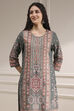 Grey Cotton Printed Straight Suit Set image number 1