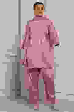 Pink Viscose Shantoon Embroidered Straight Suit Set image number 6