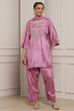 Pink Viscose Straight Dyed Suit Set image number 6