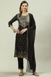 Orange Printed Viscose Straight Kurta Regular Pants Suit Set image number 5