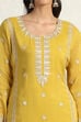 Mustard Organza Machine Embroidered Unstitched Suit Set image number 2