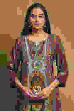 Brown Hand-Block Printed Straight Kurta image number 1
